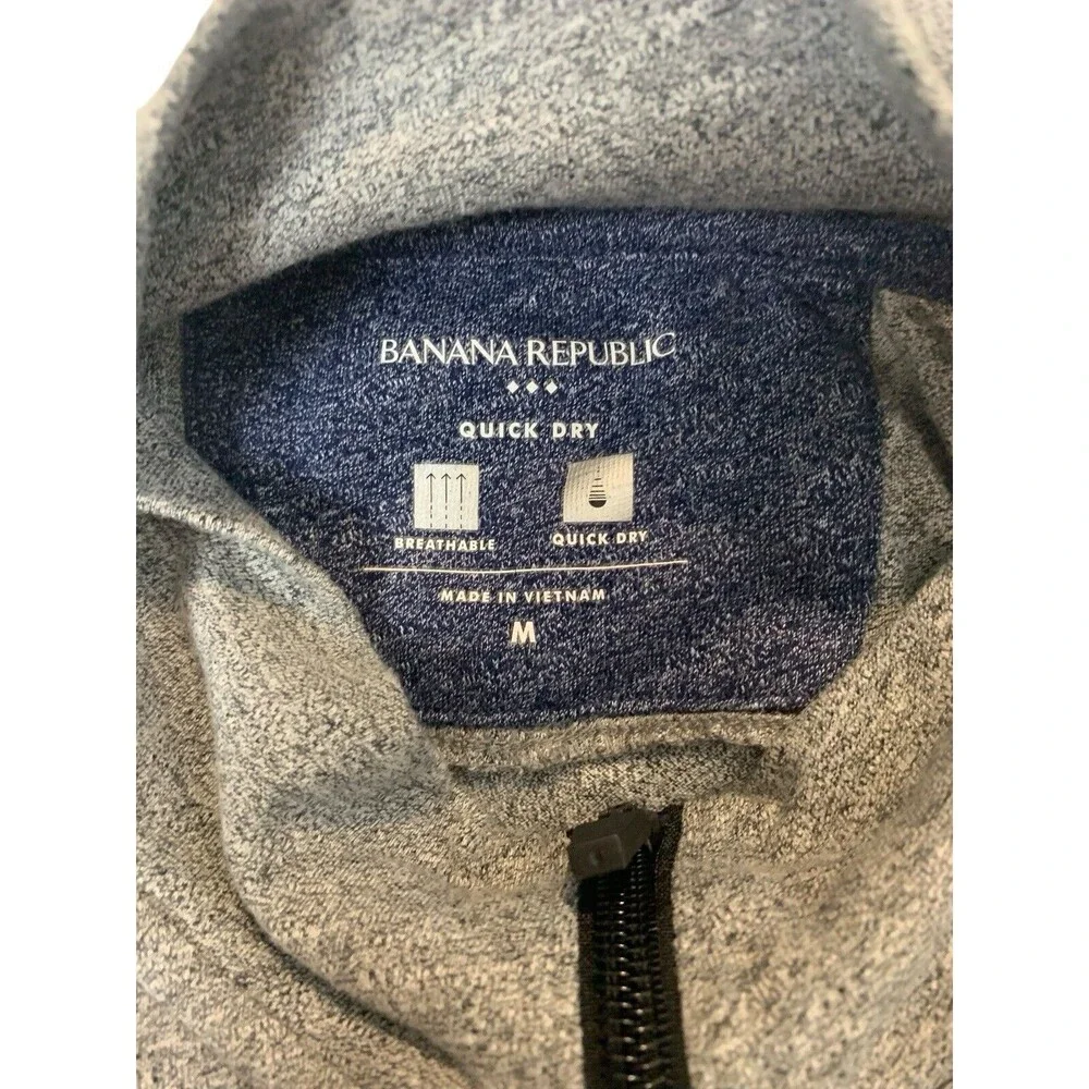 Banana Republic 1/4 Zip Long Sleeve Pullover Men's Size Medium Gray Quick Dry